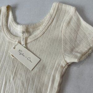 Girl - 4-5Y - NWT Rylee + Cru Pointelle Ivory Short Sleeve Tee